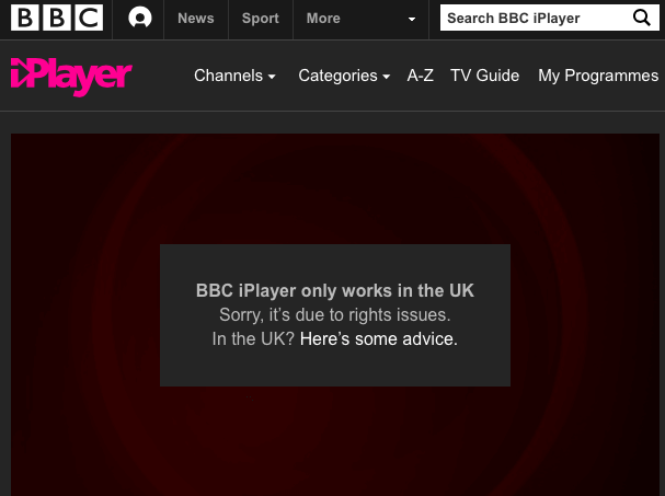 BBC iPlayer Blocked Outside UK