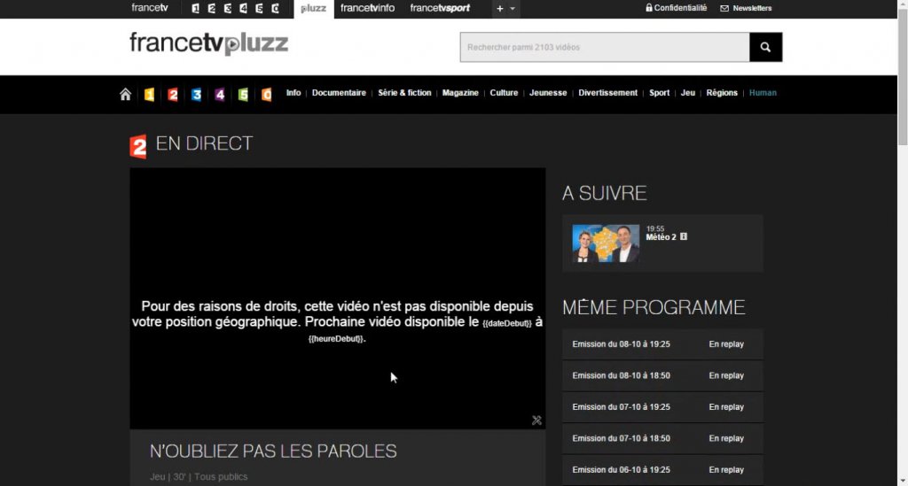 FranceTV Pluzz à l'extérieur de la France