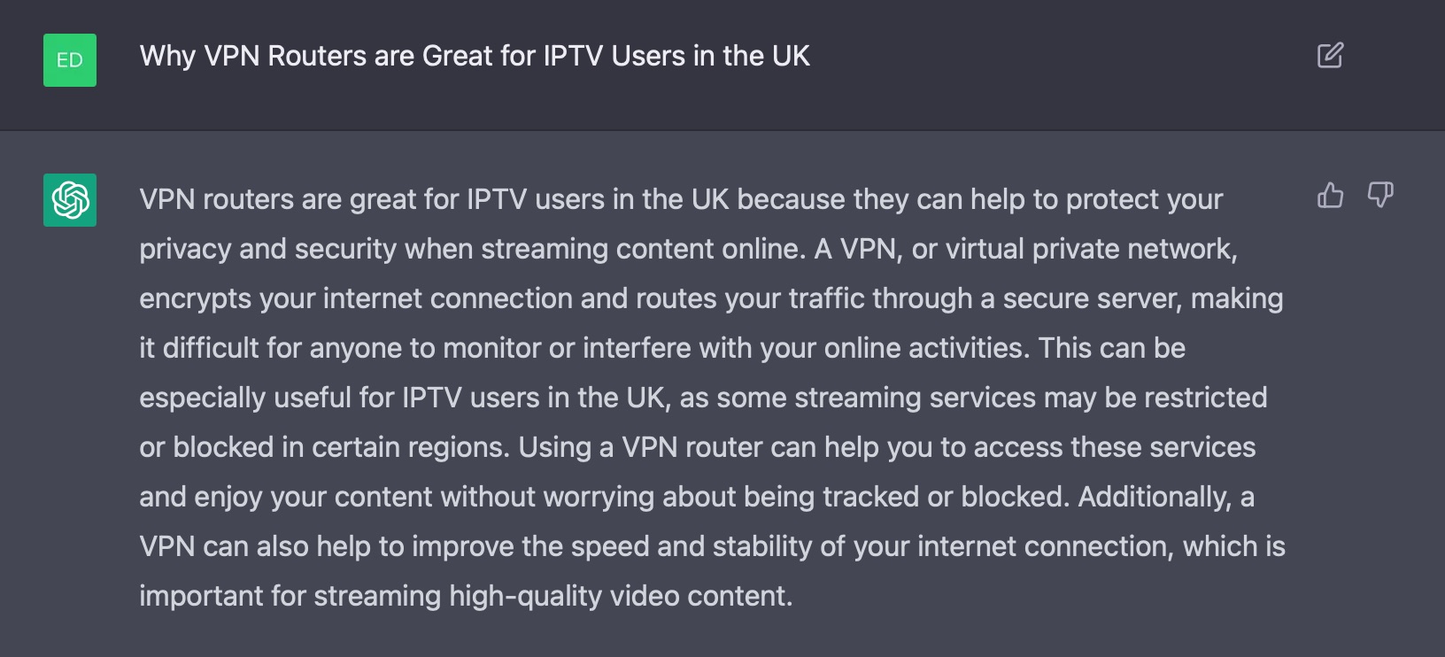 ChatGPT UK VPN Router IPTV